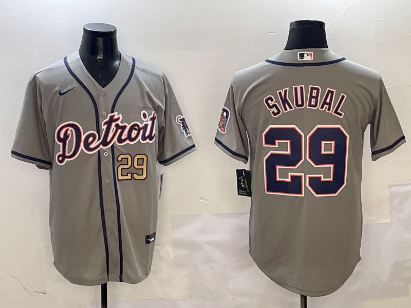 Men Detroit Tigers #29 Skubal Grey Game 2025 Nike MLB Jersey style 3125